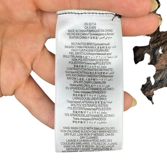 BCBGMaxazria NWT Ines Black & Brown Faux Fur Animal Print Midi Pencil Skirt - Picture 10 of 10